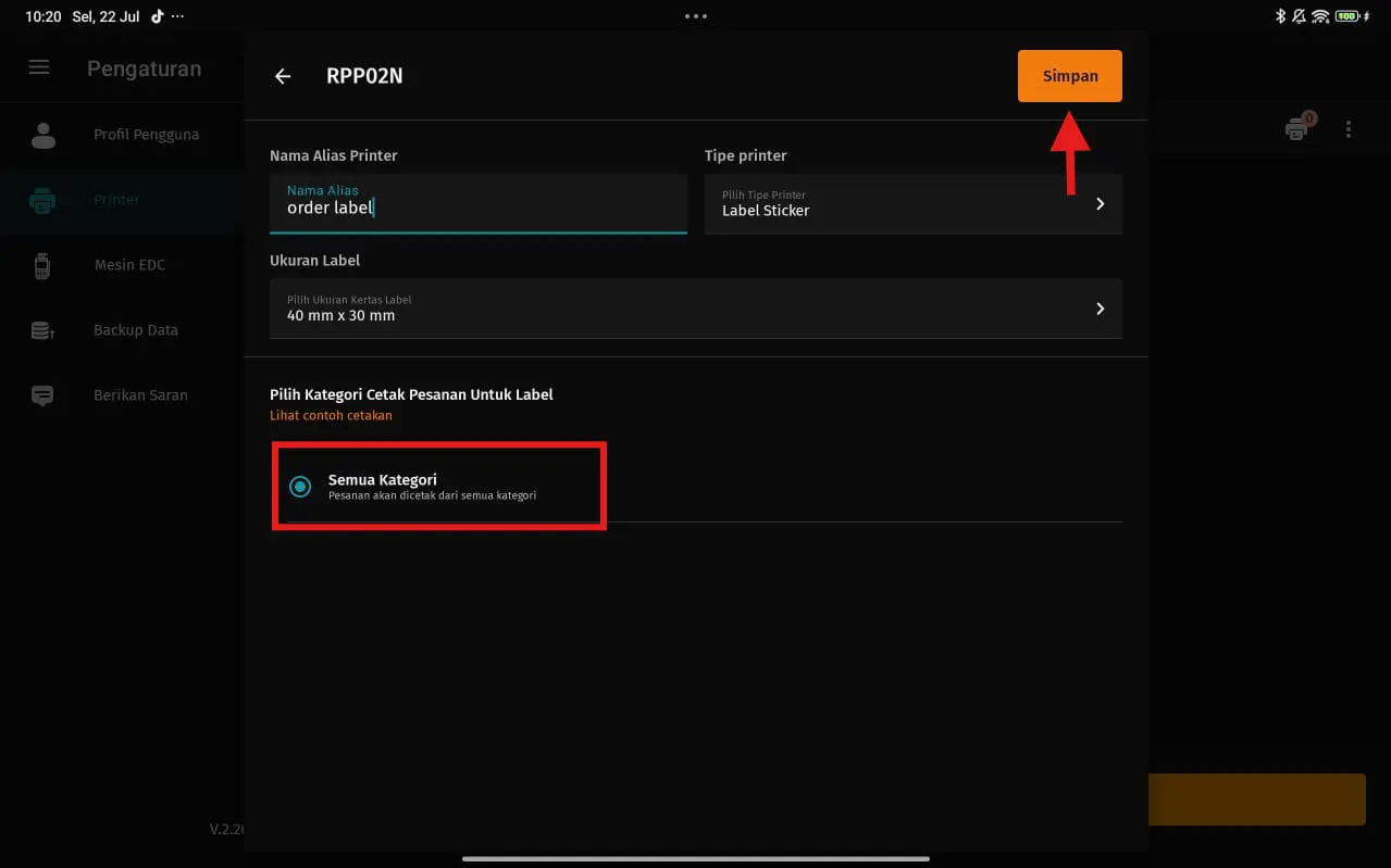 mengatur printer label